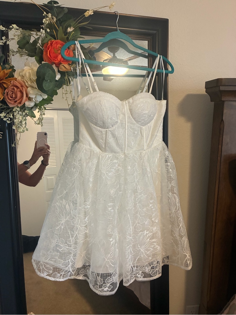 Lulu's White Lace Bustier A-Line Slip Dress